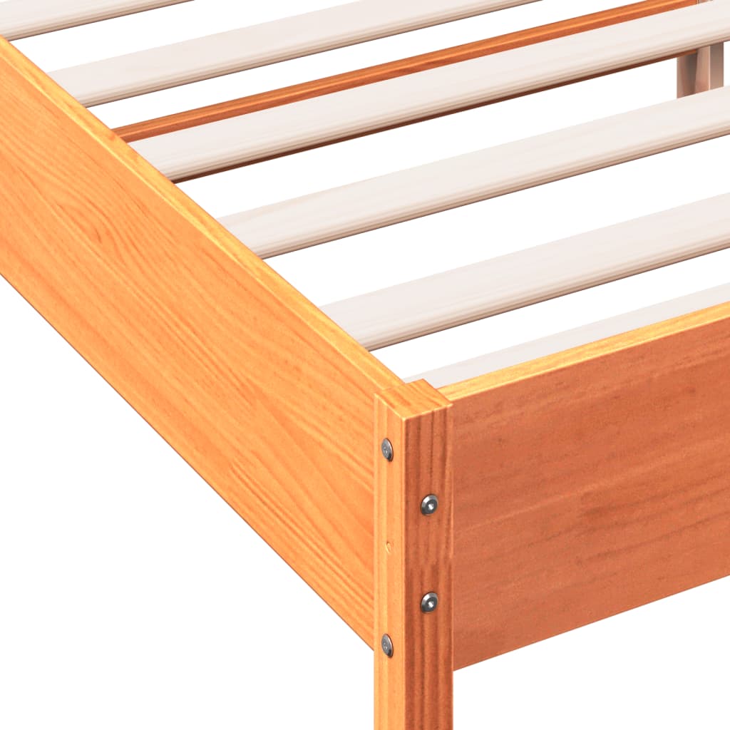 Bed Frame without Mattress Wax Brown 140x200 cm Solid Wood Pine