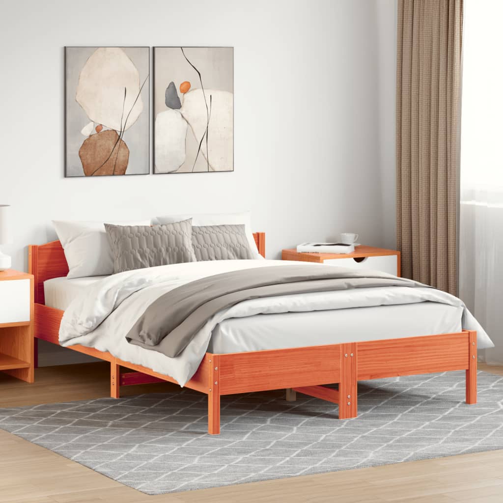 Bed Frame without Mattress Wax Brown 120x200 cm Solid Wood Pine
