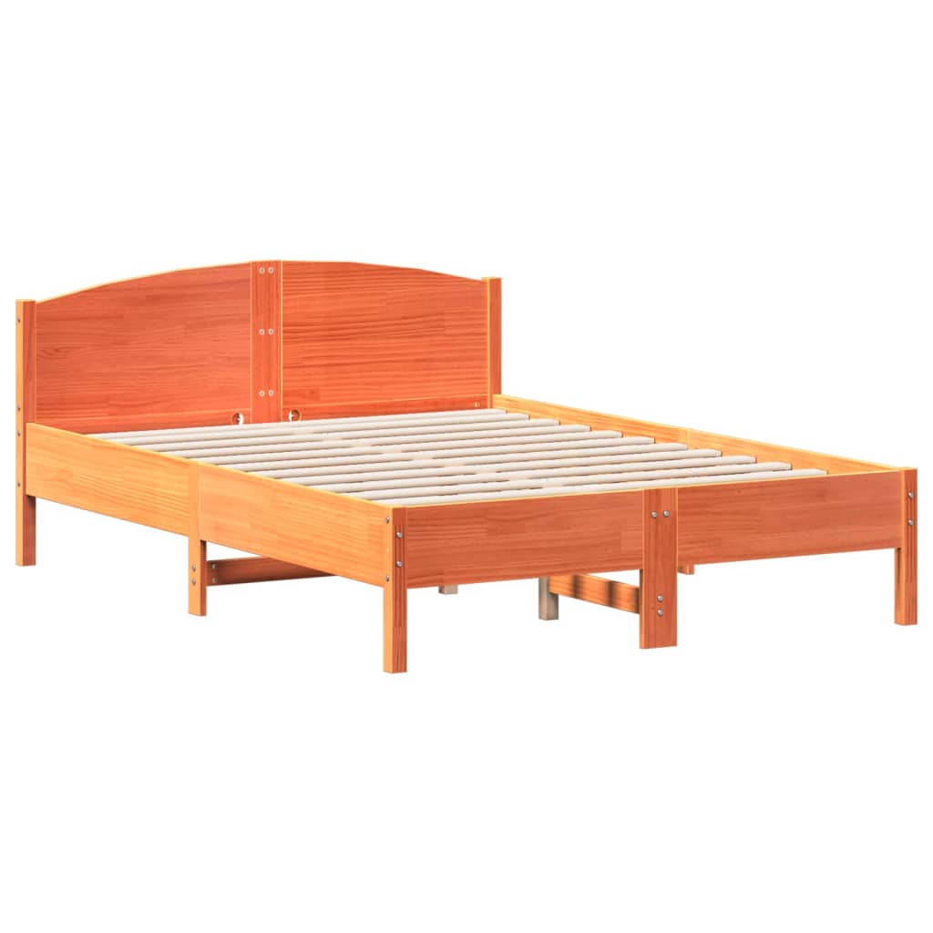 Bed Frame without Mattress Wax Brown 140x190 cm Solid Wood Pine