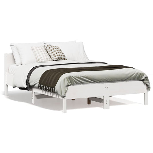 Bed Frame without Mattress White 135x190 cm Double Solid Wood Pine