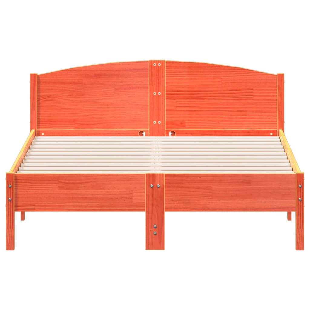 Bed Frame without Mattress Wax Brown 135x190 cm Double Solid Wood Pine