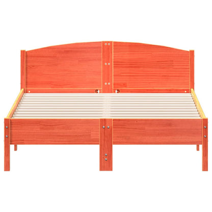 Bed Frame without Mattress Wax Brown 135x190 cm Double Solid Wood Pine