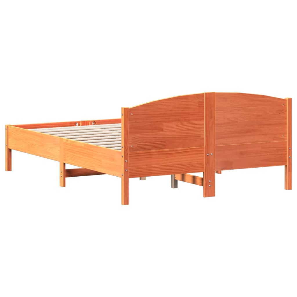 Bed Frame without Mattress Wax Brown 135x190 cm Double Solid Wood Pine