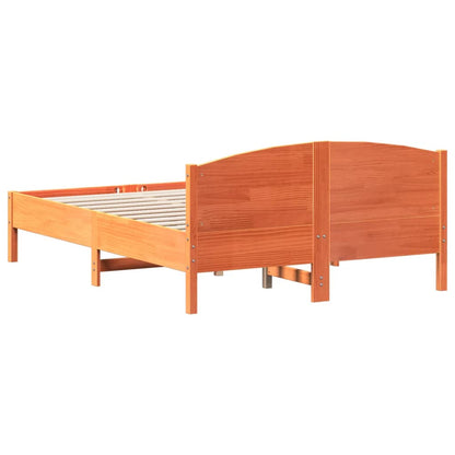 Bed Frame without Mattress Wax Brown 135x190 cm Double Solid Wood Pine