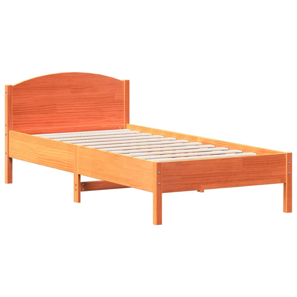 Bed Frame without Mattress Wax Brown 100x200 cm Solid Wood Pine