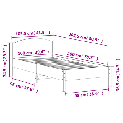 Bed Frame without Mattress Wax Brown 100x200 cm Solid Wood Pine