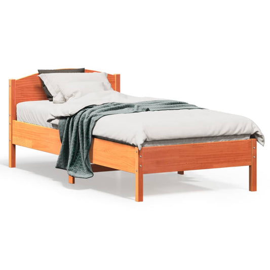 Bed Frame without Mattress Wax Brown 75x190 cm Small Single Solid Wood Pine