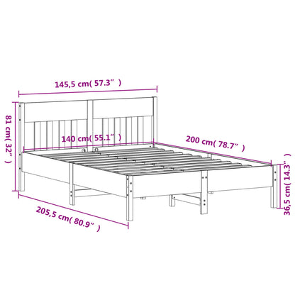 Bed Frame without Mattress Wax Brown 140x200 cm Solid Wood Pine