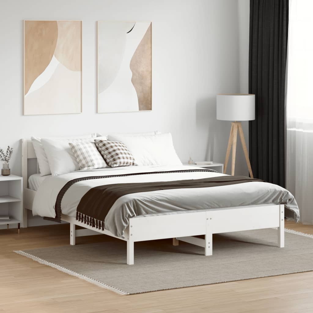 Bed Frame without Mattress White 120x200 cm Solid Wood Pine