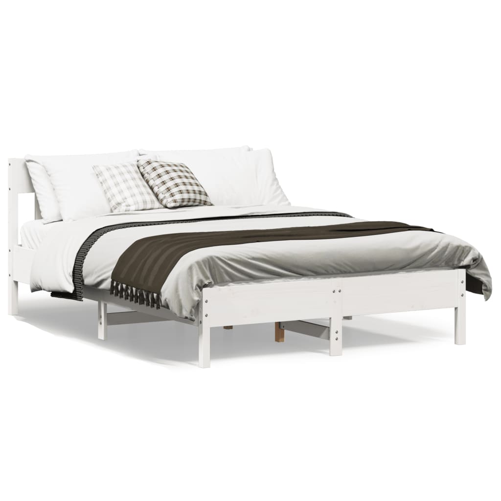 Bed Frame without Mattress White 120x200 cm Solid Wood Pine