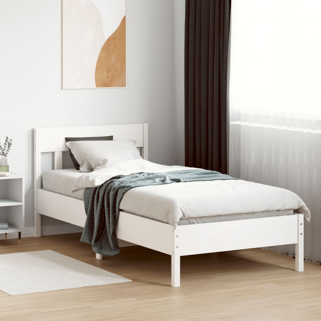 Bed Frame without Mattress White 100x200 cm Solid Wood Pine