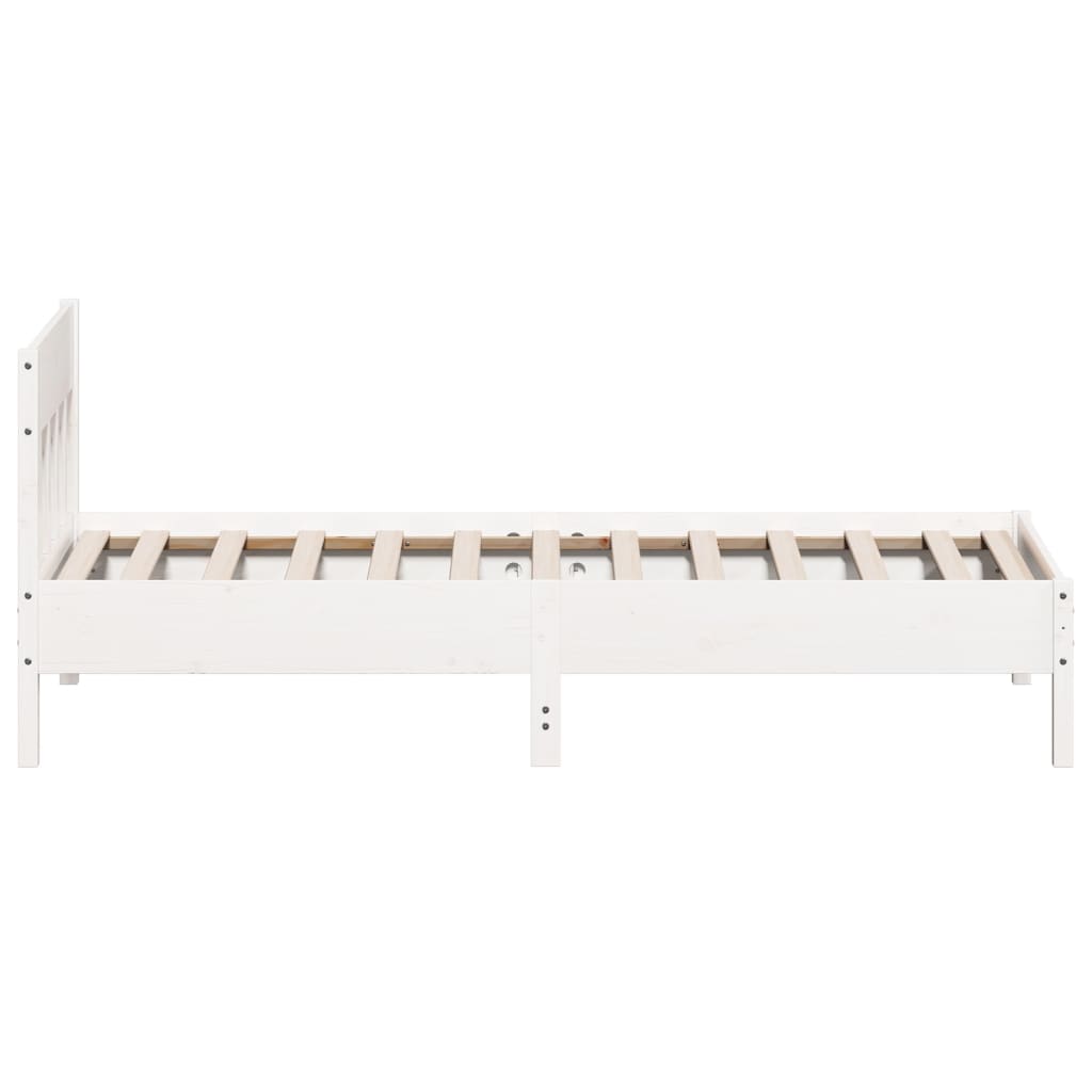 Bed Frame without Mattress White 100x200 cm Solid Wood Pine