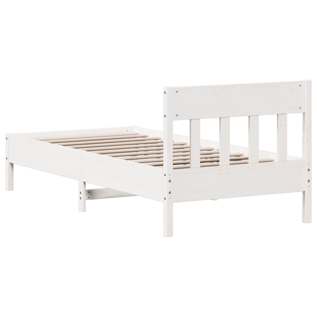 Bed Frame without Mattress White 100x200 cm Solid Wood Pine