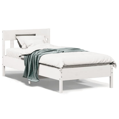 Bed Frame without Mattress White 100x200 cm Solid Wood Pine