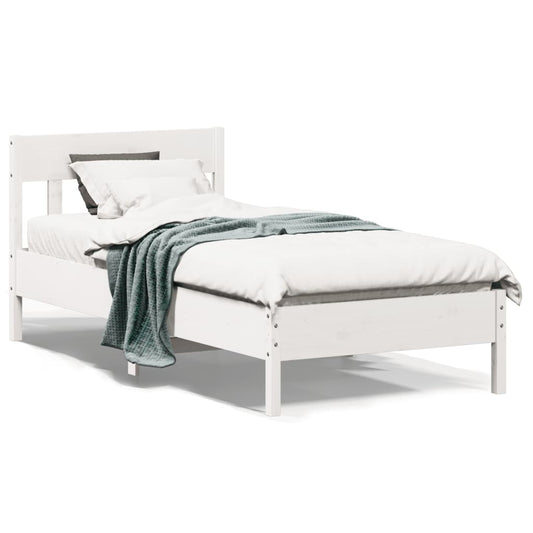 Bed Frame without Mattress White 100x200 cm Solid Wood Pine