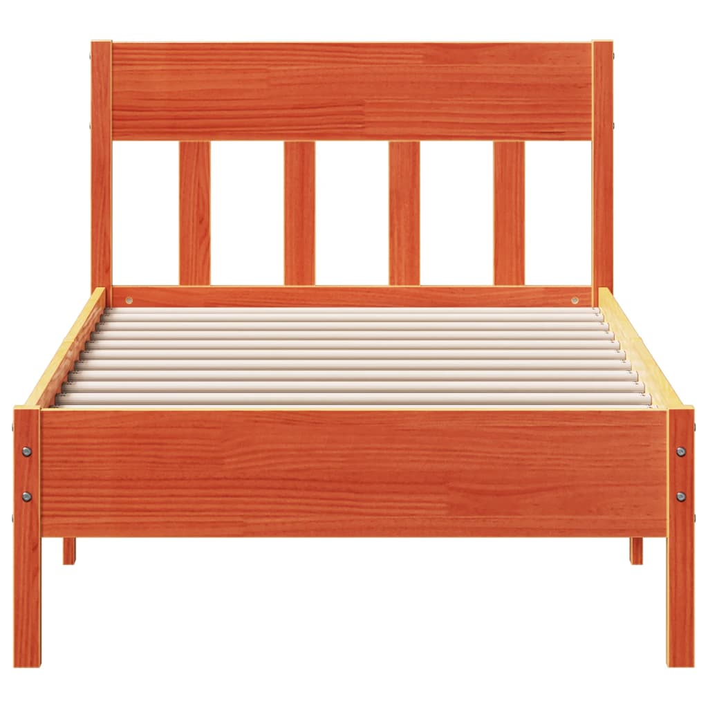 Bed Frame without Mattress Wax Brown 100x200 cm Solid Wood Pine