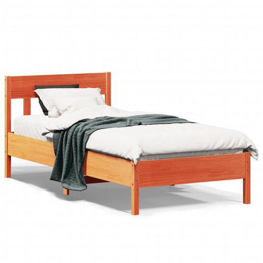 Bed Frame without Mattress Wax Brown 100x200 cm Solid Wood Pine