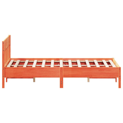 Bed Frame without Mattress Wax Brown 135x190 cm Double Solid Wood Pine