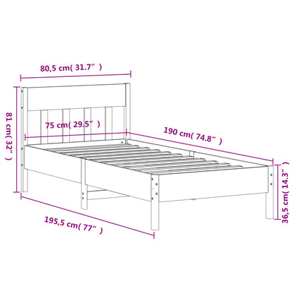 Bed Frame without Mattress 75x190 cm Small Single Solid Wood Pine