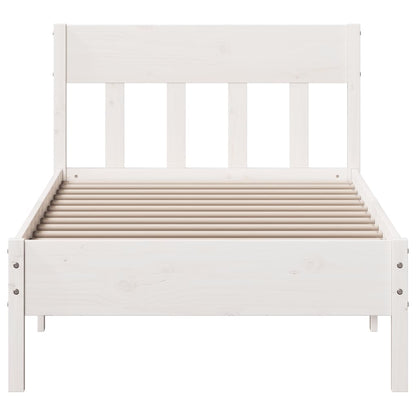 Bed Frame without Mattress White 75x190 cm Small Single Solid Wood Pine