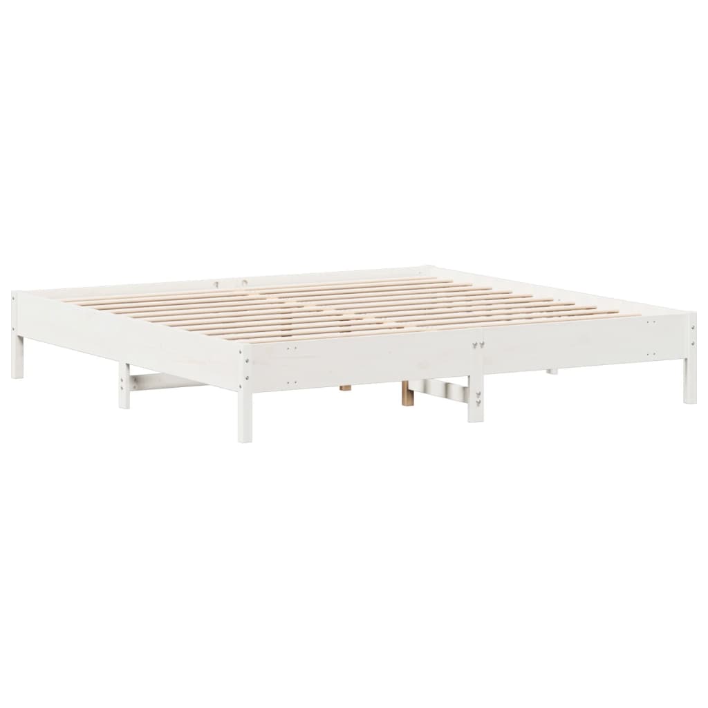 Bed Frame without Mattress White 200x200 cm Solid Wood Pine