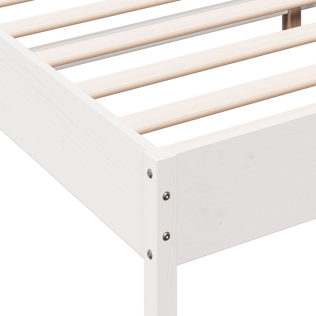Bed Frame without Mattress White 200x200 cm Solid Wood Pine