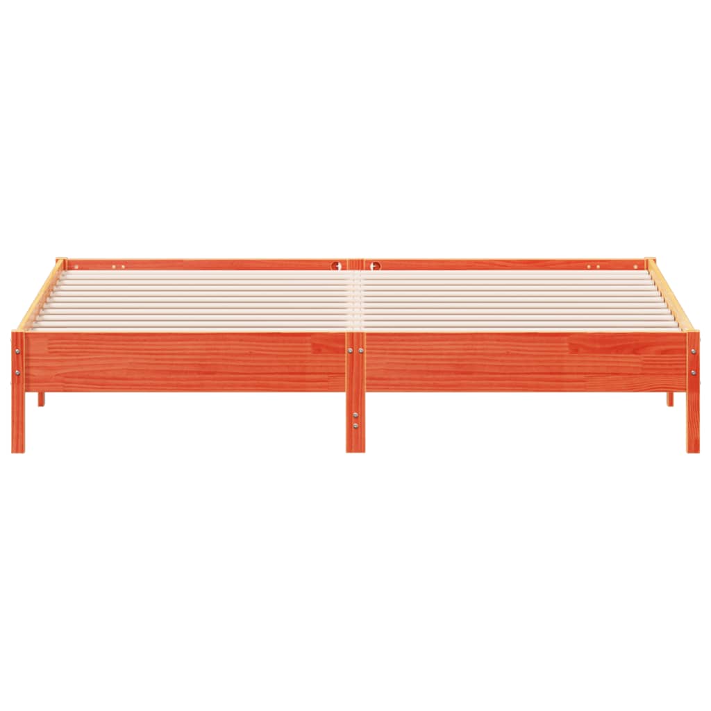 Bed Frame without Mattress Wax Brown 200x200 cm Solid Wood Pine