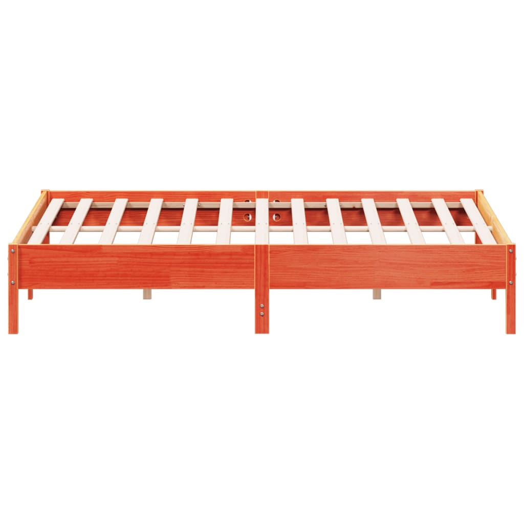 Bed Frame without Mattress Wax Brown 200x200 cm Solid Wood Pine