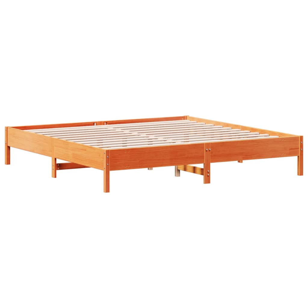 Bed Frame without Mattress Wax Brown 200x200 cm Solid Wood Pine