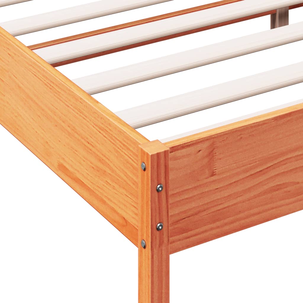 Bed Frame without Mattress Wax Brown 200x200 cm Solid Wood Pine
