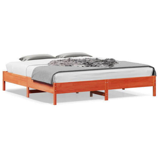Bed Frame without Mattress Wax Brown 200x200 cm Solid Wood Pine