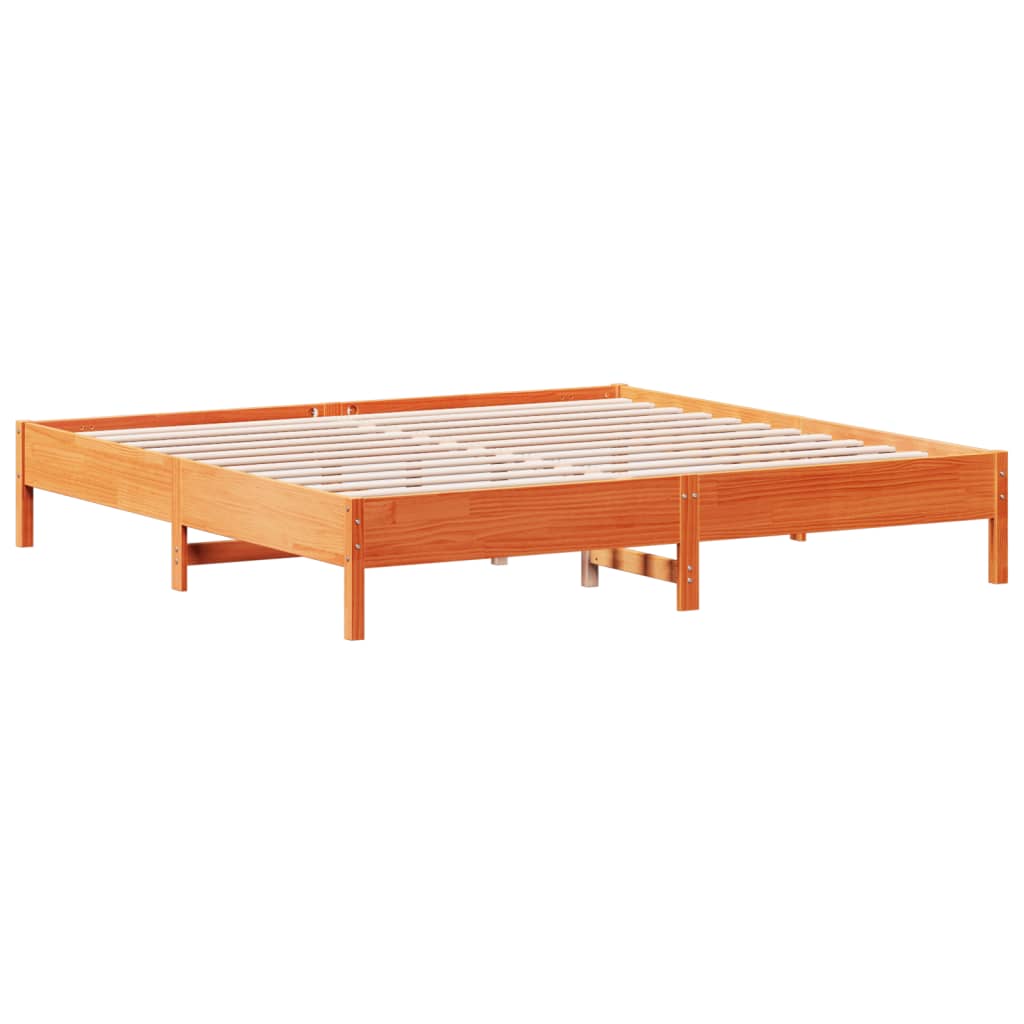 Bed Frame without Mattress Wax Brown 180x200 cm Super King Solid Wood Pine