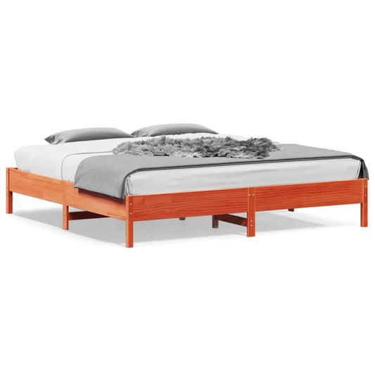 Bed Frame without Mattress Wax Brown 180x200 cm Super King Solid Wood Pine