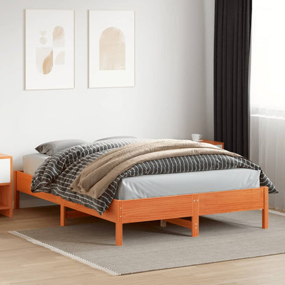 Bed Frame without Mattress Wax Brown 160x200 cm Solid Wood Pine