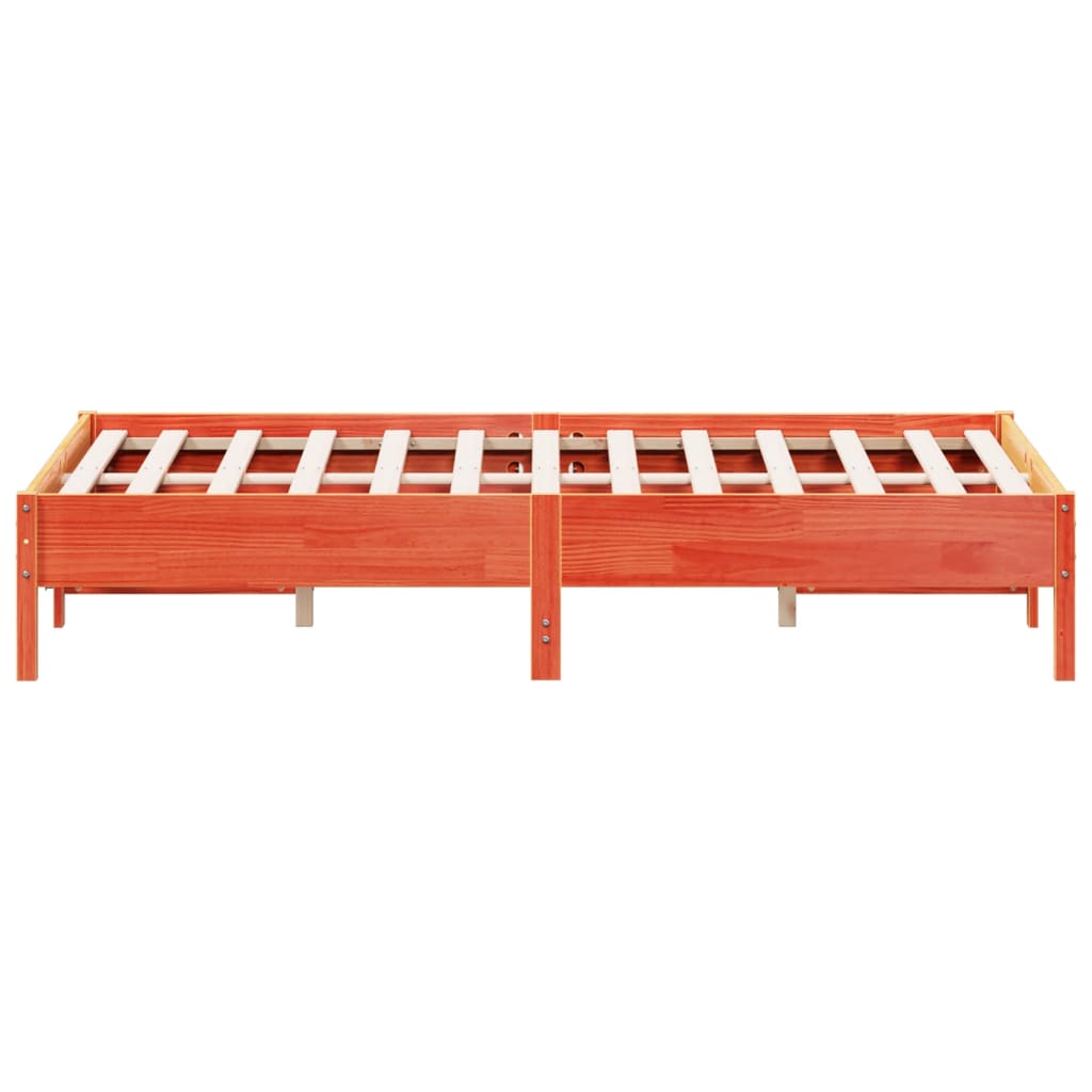 Bed Frame without Mattress Wax Brown 160x200 cm Solid Wood Pine