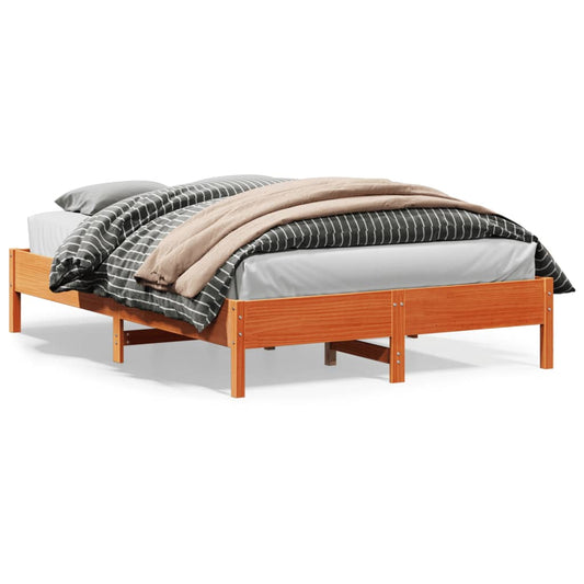 Bed Frame without Mattress Wax Brown 160x200 cm Solid Wood Pine
