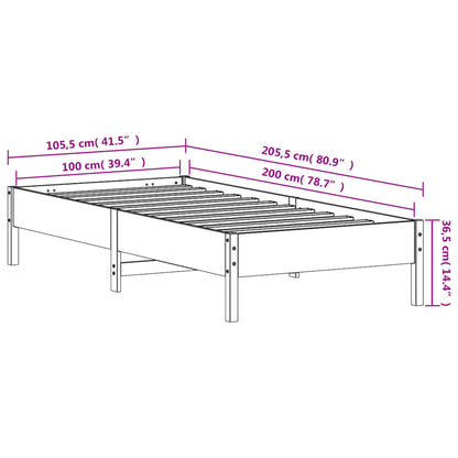 Bed Frame without Mattress White 100x200 cm Solid Wood Pine