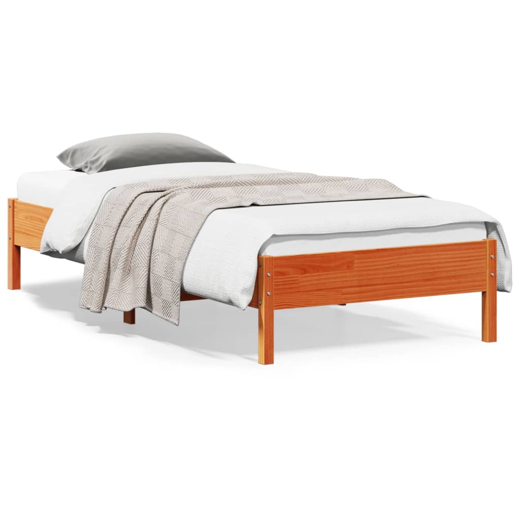 Bed Frame without Mattress Wax Brown 90x200 cm Solid Wood Pine