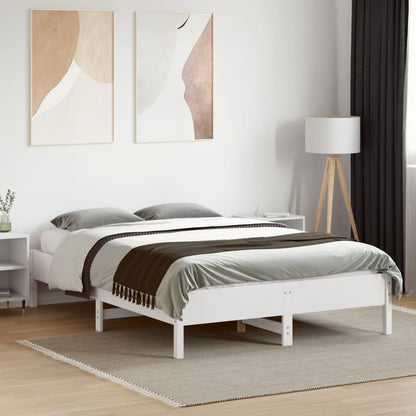 Bed Frame without Mattress White 135x190 cm Double Solid Wood Pine