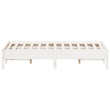 Bed Frame without Mattress White 135x190 cm Double Solid Wood Pine