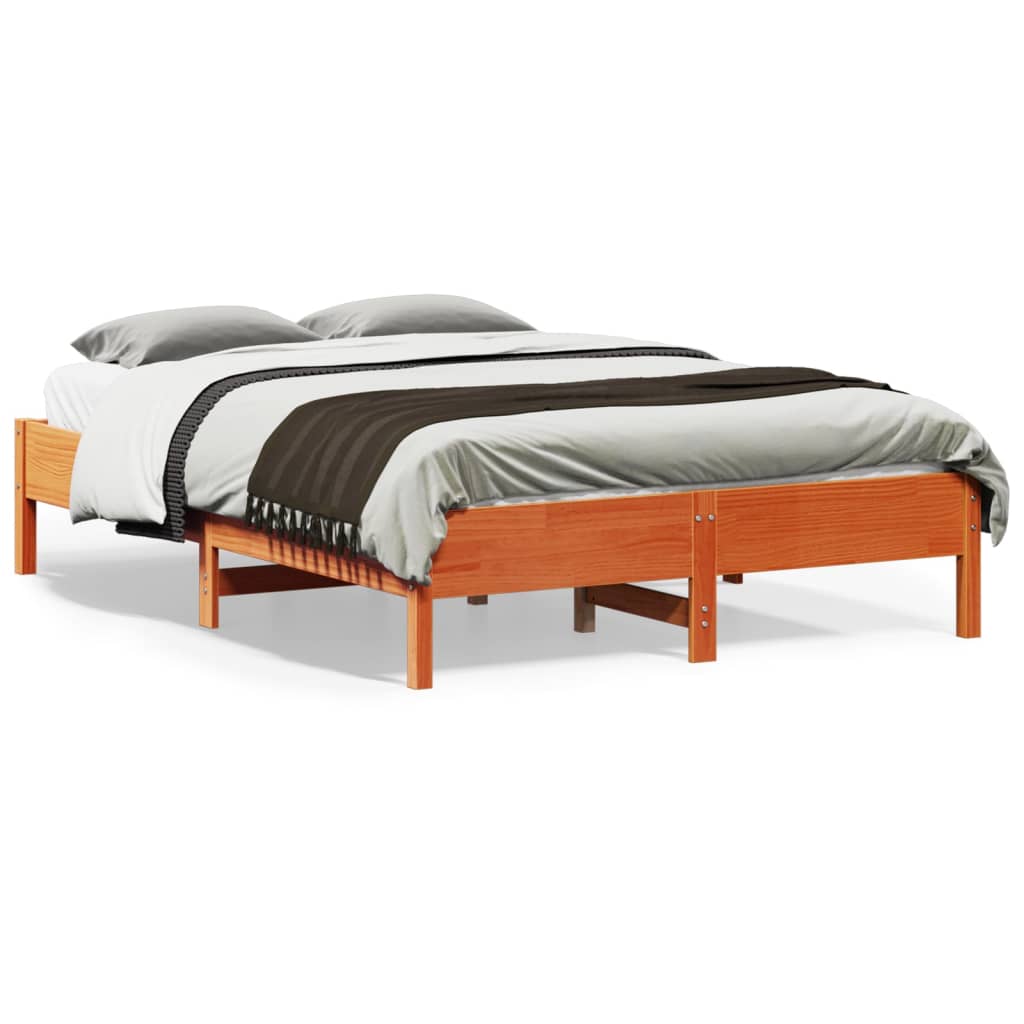 Bed Frame without Mattress Wax Brown 120x190 cm Small Double Solid Wood Pine