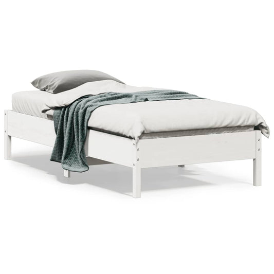 Bed Frame without Mattress White 90x190 cm Single Solid Wood Pine