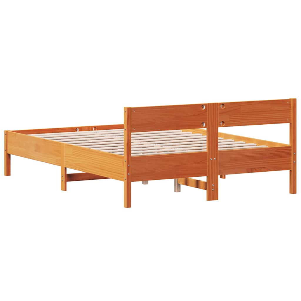 Bed Frame without Mattress Wax Brown 160x200 cm Solid Wood Pine