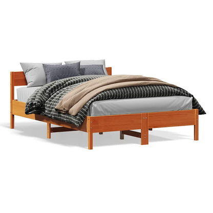 Bed Frame without Mattress Wax Brown 160x200 cm Solid Wood Pine