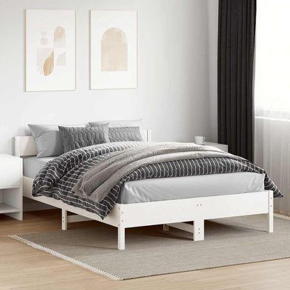 Bed Frame without Mattress White 150x200 cm King Size Solid Wood Pine
