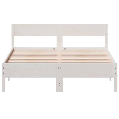 Bed Frame without Mattress White 150x200 cm King Size Solid Wood Pine