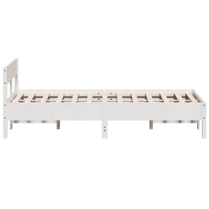 Bed Frame without Mattress White 150x200 cm King Size Solid Wood Pine