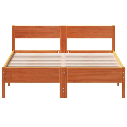 Bed Frame without Mattress Wax Brown 150x200 cm King Size Solid Wood Pine