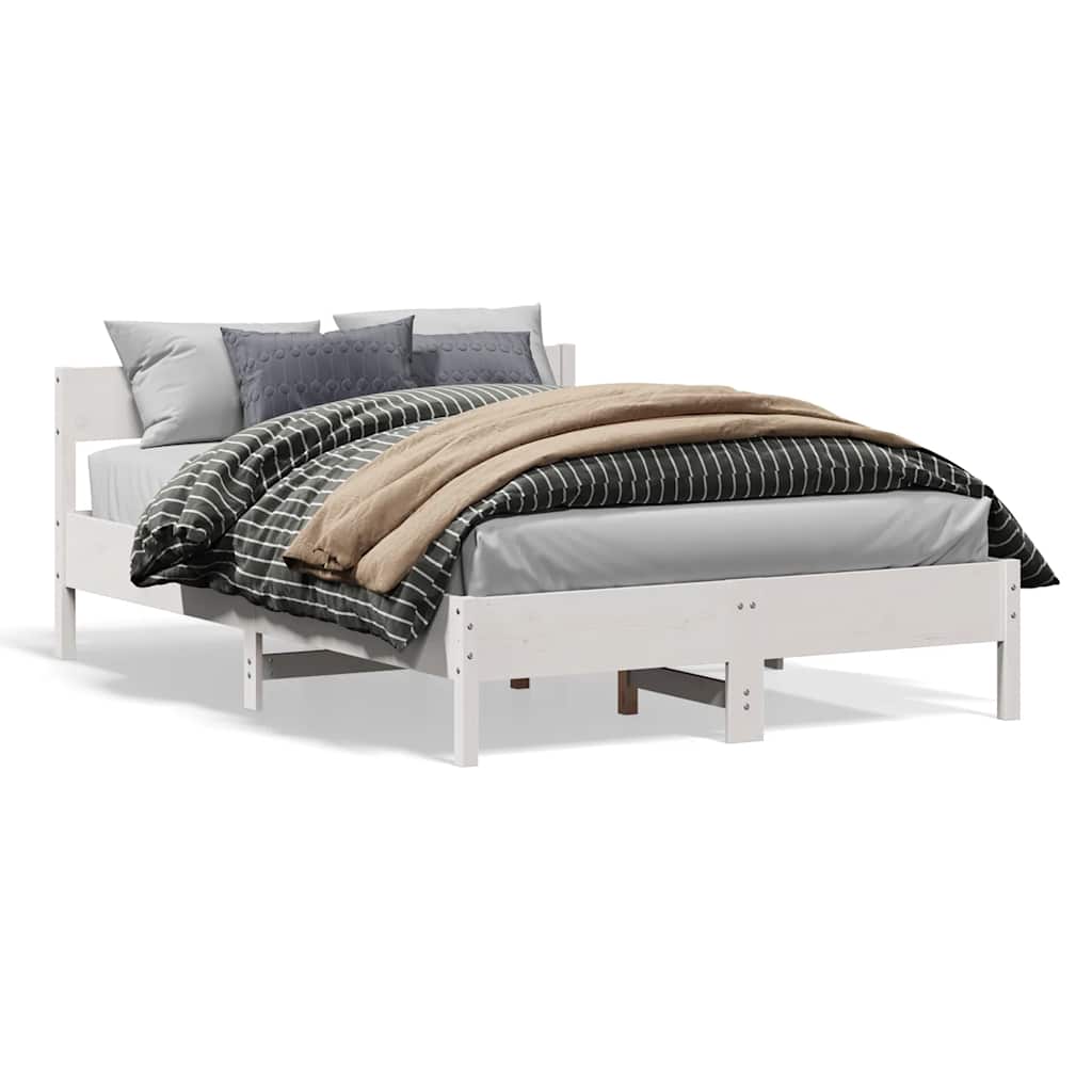Bed Frame without Mattress White 140x200 cm Solid Wood Pine