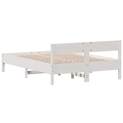 Bed Frame without Mattress White 140x200 cm Solid Wood Pine
